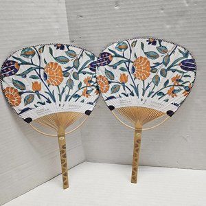 2 Honolulu Museum of Art Shangri-la Hawaii Collector Fans Floral Decor Display